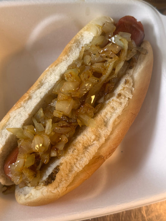 Hotdog with Grilled Onions